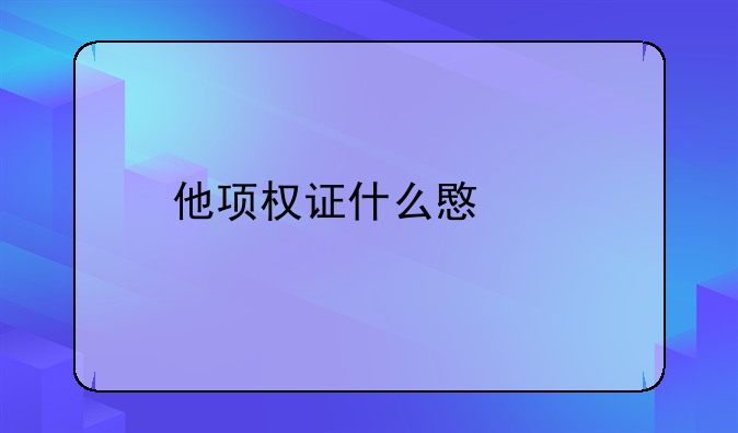 他项权证什么意思