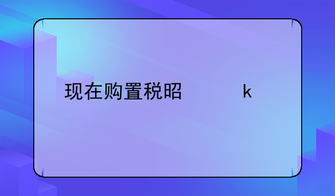 现在购置税是多少