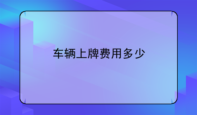车辆上牌费用多少