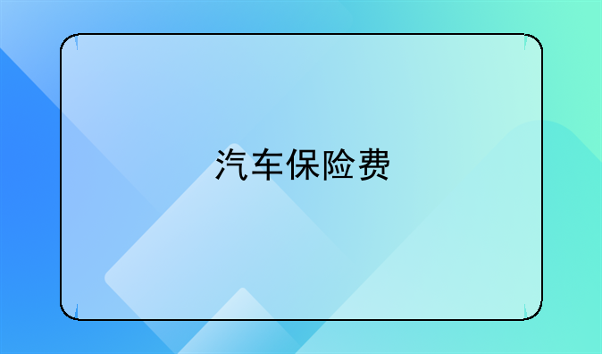 汽车保险费