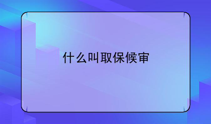 什么叫取保候审