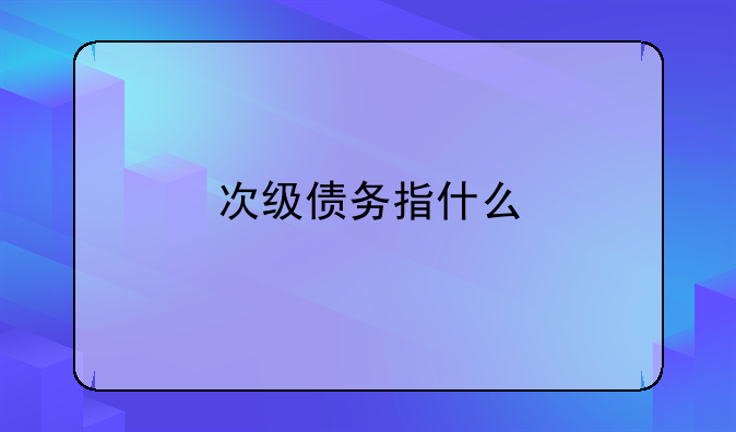 次级债务指什么