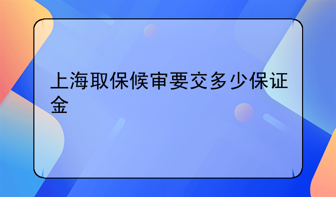 上海取保候审要交多少保证金