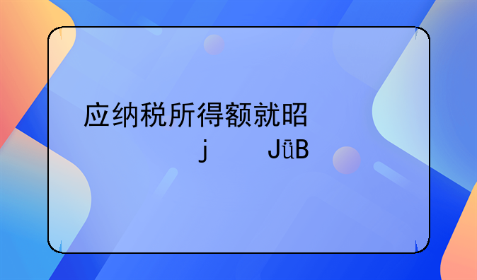应纳税所得额就是要退的钱吗