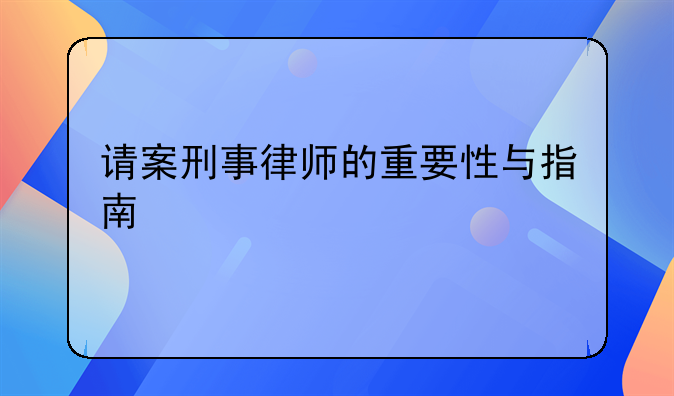 请案刑事律师的重要性与指南