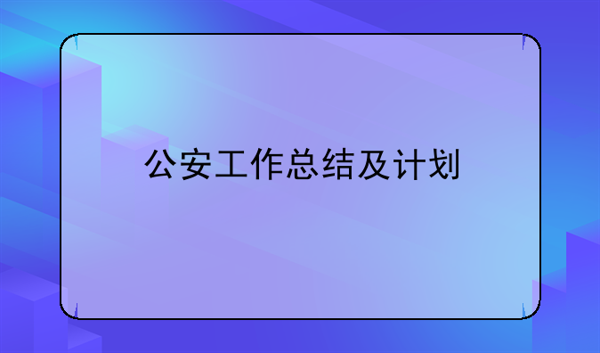 公安工作总结及计划