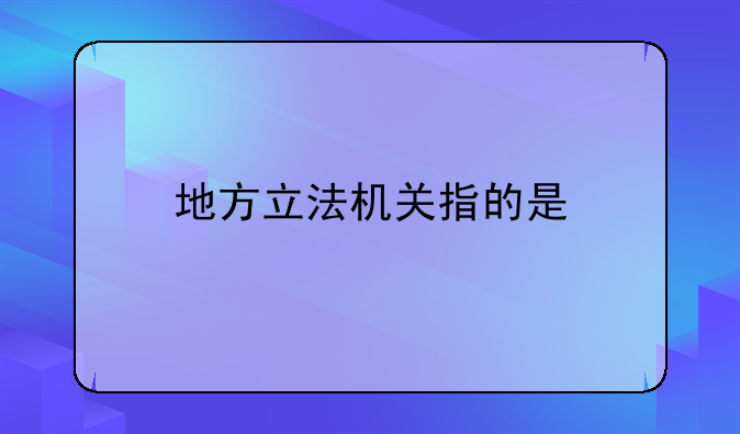 地方立法机关指的是