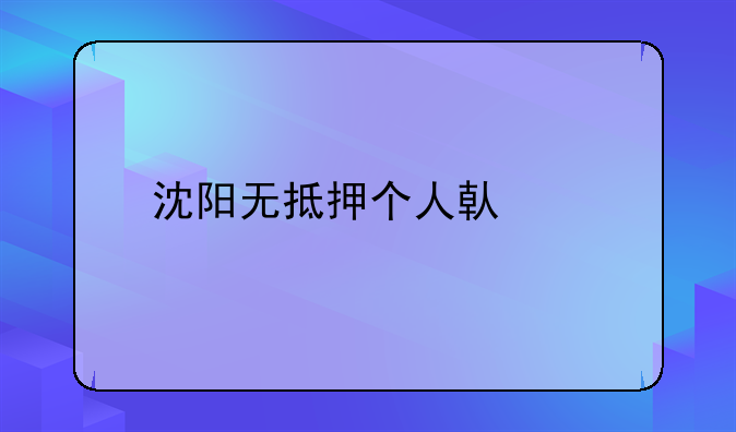 沈阳无抵押个人借贷