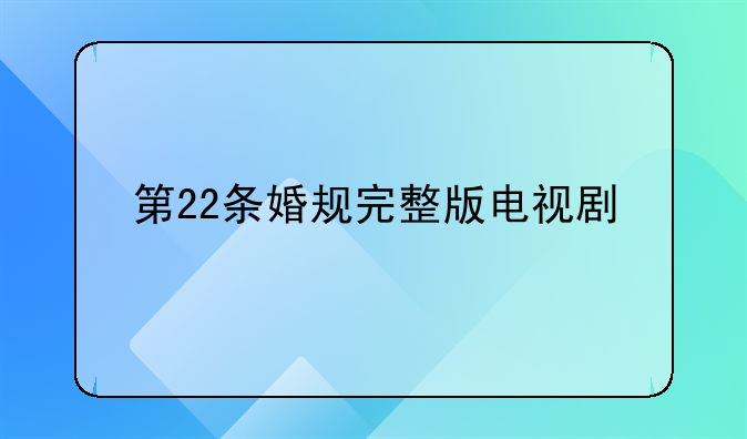 第22条婚规完整版电视剧