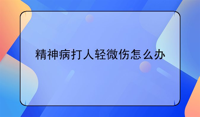 精神病打人轻微伤怎么办