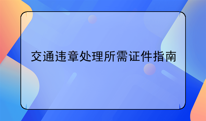 交通违章处理所需证件指南
