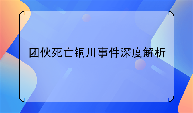 团伙死亡铜川事件深度解析