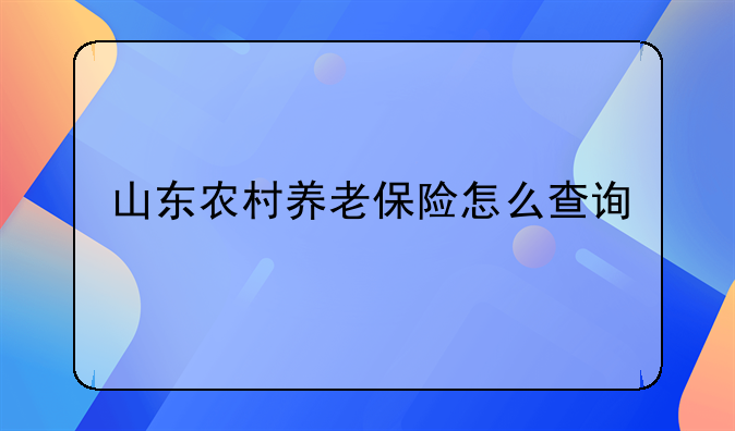 山东农村养老保险怎么查询