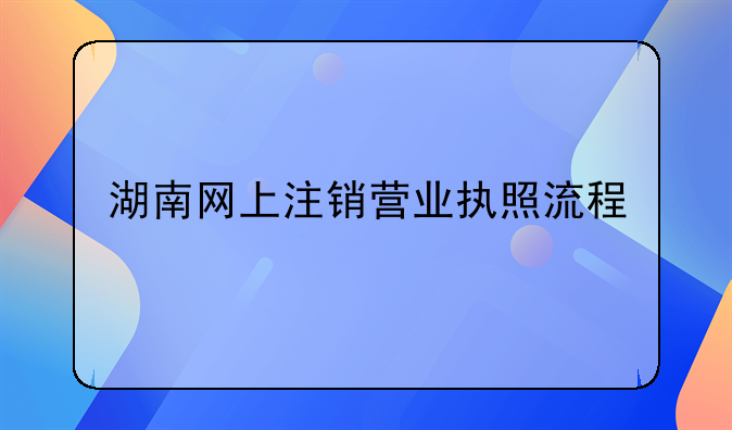 湖南网上注销营业执照流程