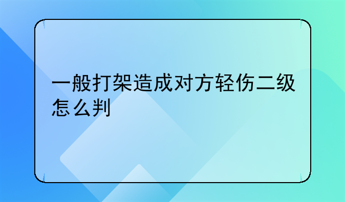 一般打架造成对方轻伤二级怎么判