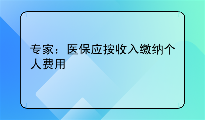 专家：医保应按收入缴纳个人费用