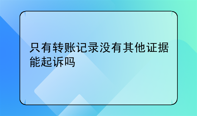 只有转账记录没有其他证据能起诉吗