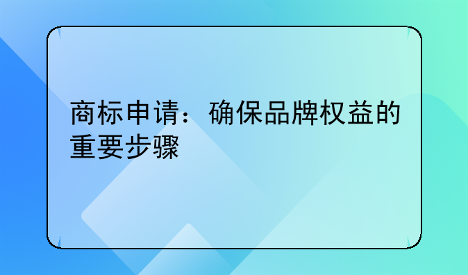 商标申请：确保品牌权益的重要步骤