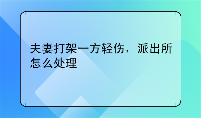 夫妻打架一方轻伤，派出所怎么处理