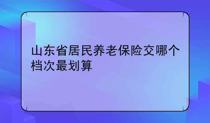 山东省居民养老保险交哪个档次最划算