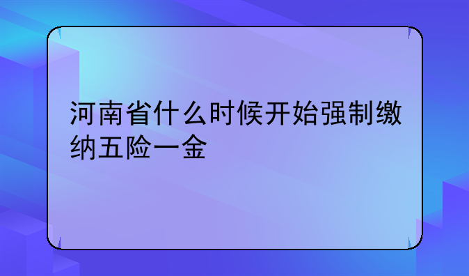 河南省什么时候开始强制缴纳五险一金
