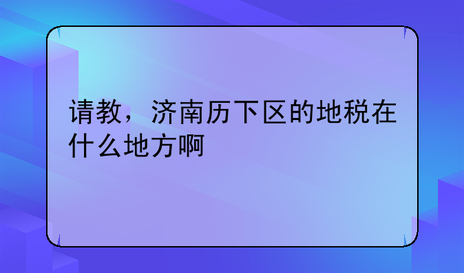 请教，济南历下区的地税在什么地方啊