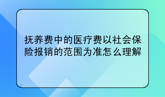 抚养费中的医疗费以社会保险报销的范围为准怎么理解