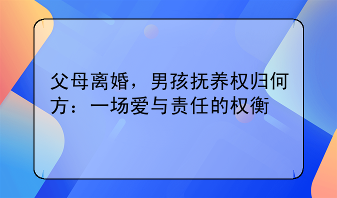 父母离婚，男孩抚养权归何方：一场爱与责任的权衡