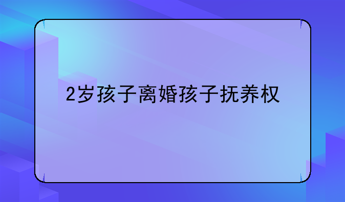 2岁孩子离婚孩子抚养权