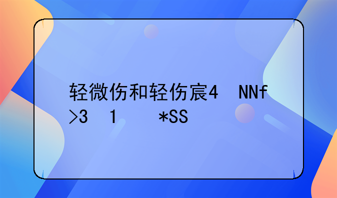 轻微伤和轻伤害鉴定标准
