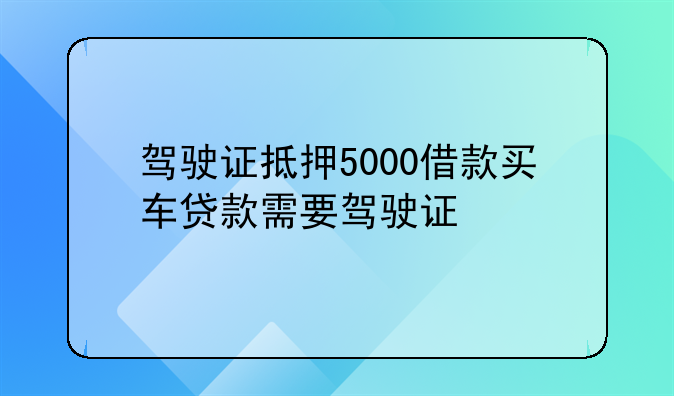 驾驶证抵押5000借款买车贷款需要驾驶证