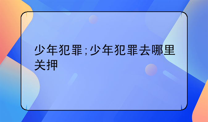 少年犯罪;少年犯罪去哪里关押